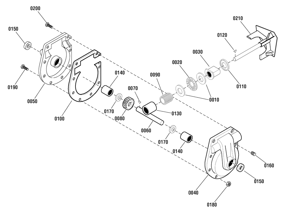 Gear Case Assembly (1738603) Diagram and Parts List for 1695942 2010 Briggs and Stratton Snow Blower